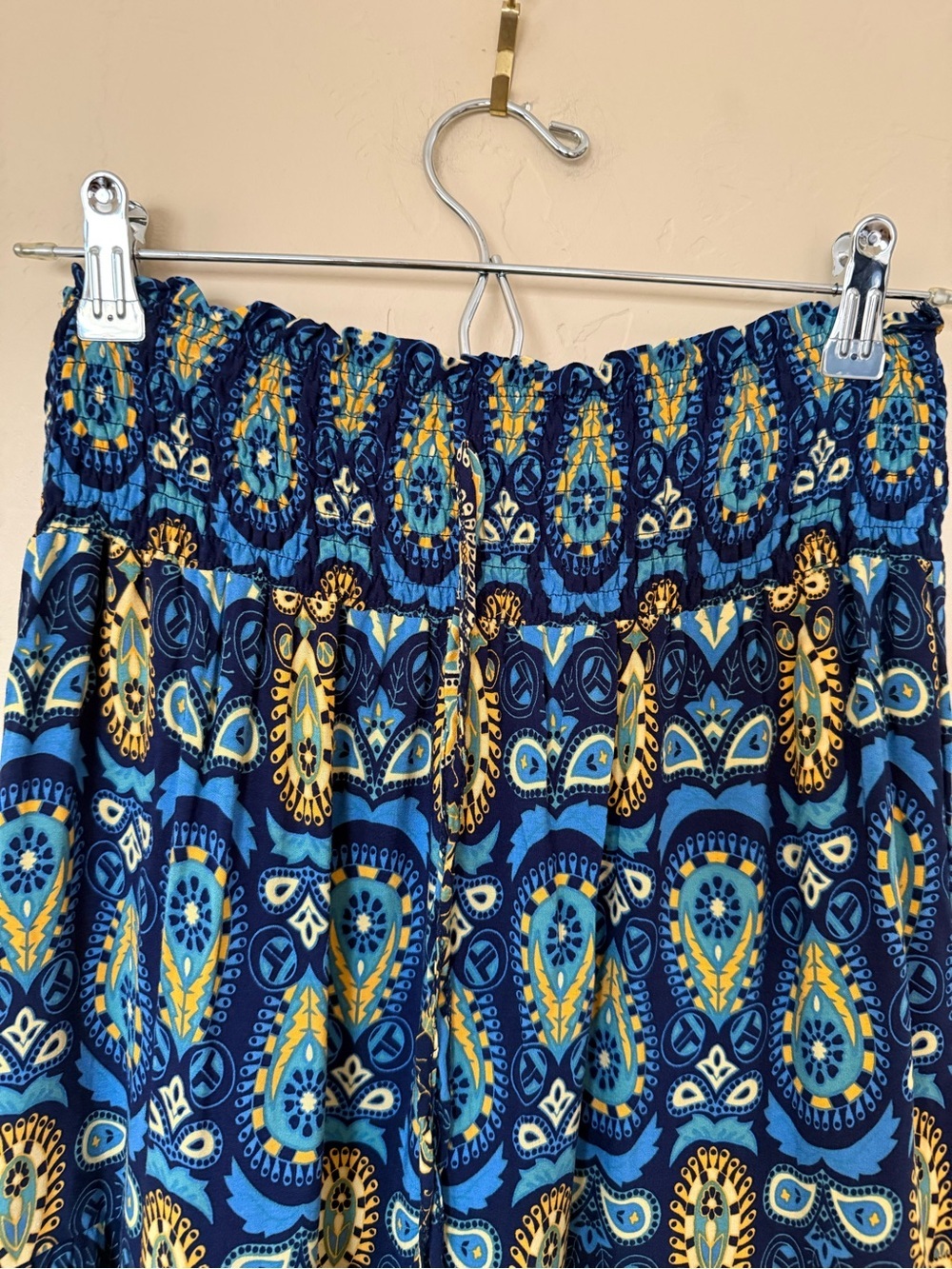 Boho Paisley Maxi Skirt Blue Tiered Festival Cottagecore Peasant Size M - Picture 5 of 8